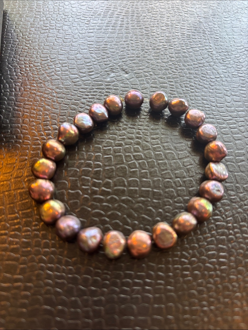 Freshwater Pearl Stretch Bracelet - Iridescent Black